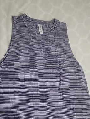Athleta Lavender and White Striped Sleeveless Tank